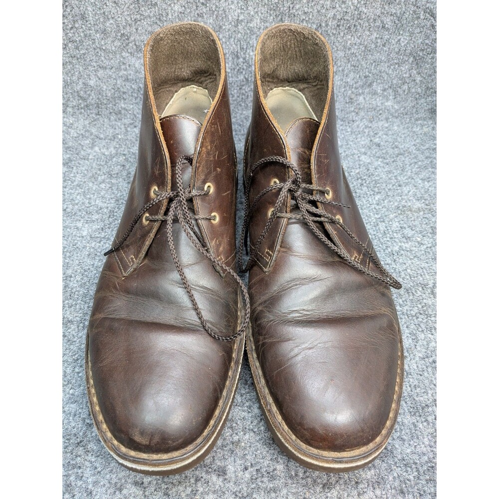 Clarks Mens 11M Brown Leather Chukka Desert Boots Lace Up Casual Shoe